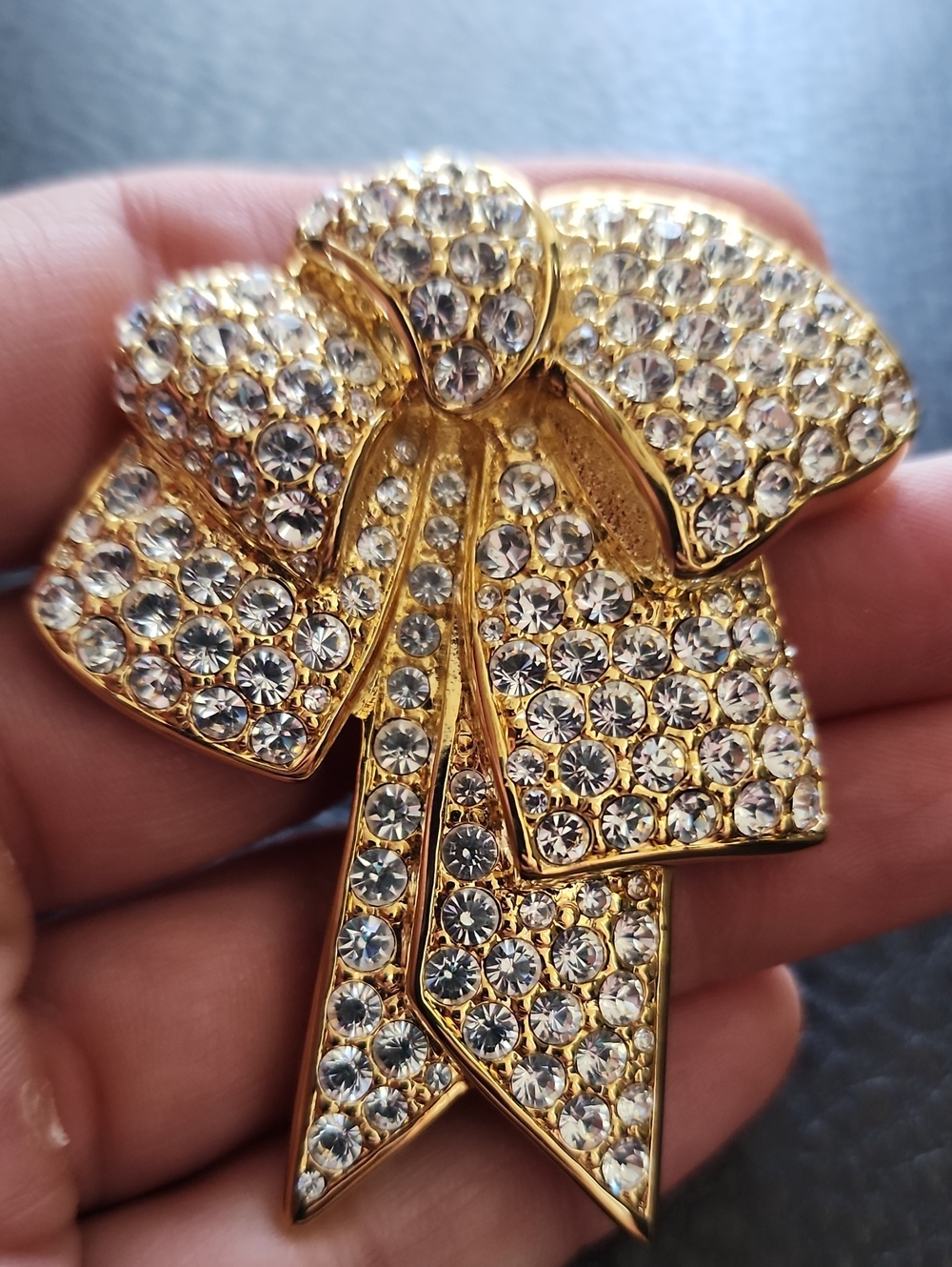 Gold Nolan Miller Crystal Bow Brooch - Women Accessories